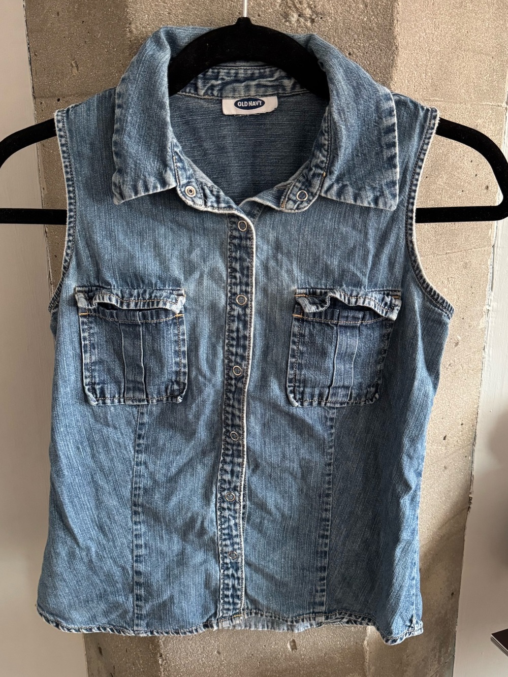 Vintage Old Navy Sleeveless Denim Button-Front Shirt